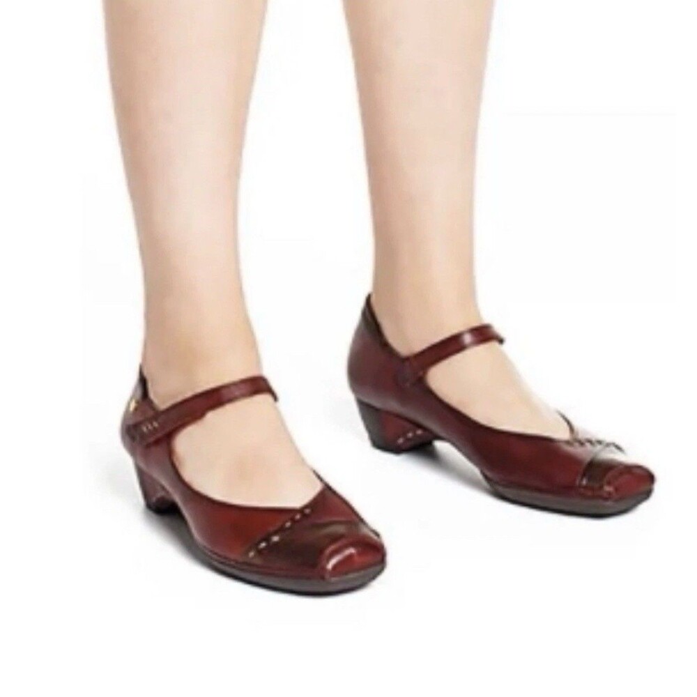 PIKOLINOS Shoes Mary Jane Pumps Gandia Arcilla Burgundy Leather Women's 36 / 6